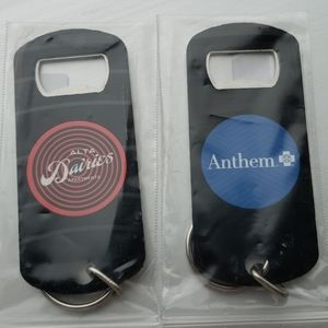 Recycled Records bottle opener keychain